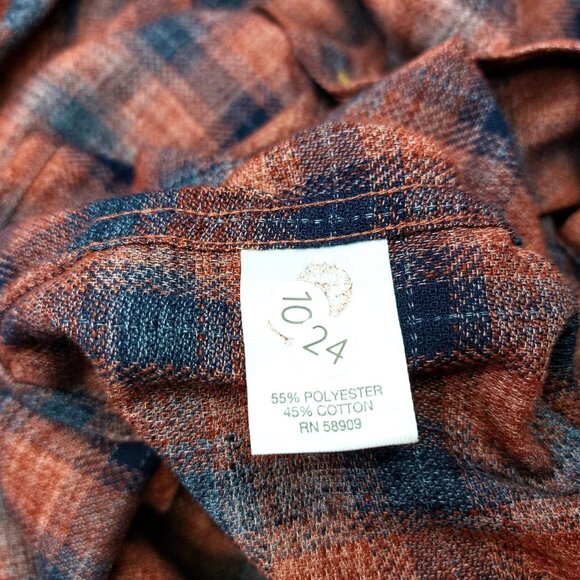 ROWM 3XT Plaid Rust Long Sleeve Button Up Flannel Shirt Tall Man - Picture 5 of 10